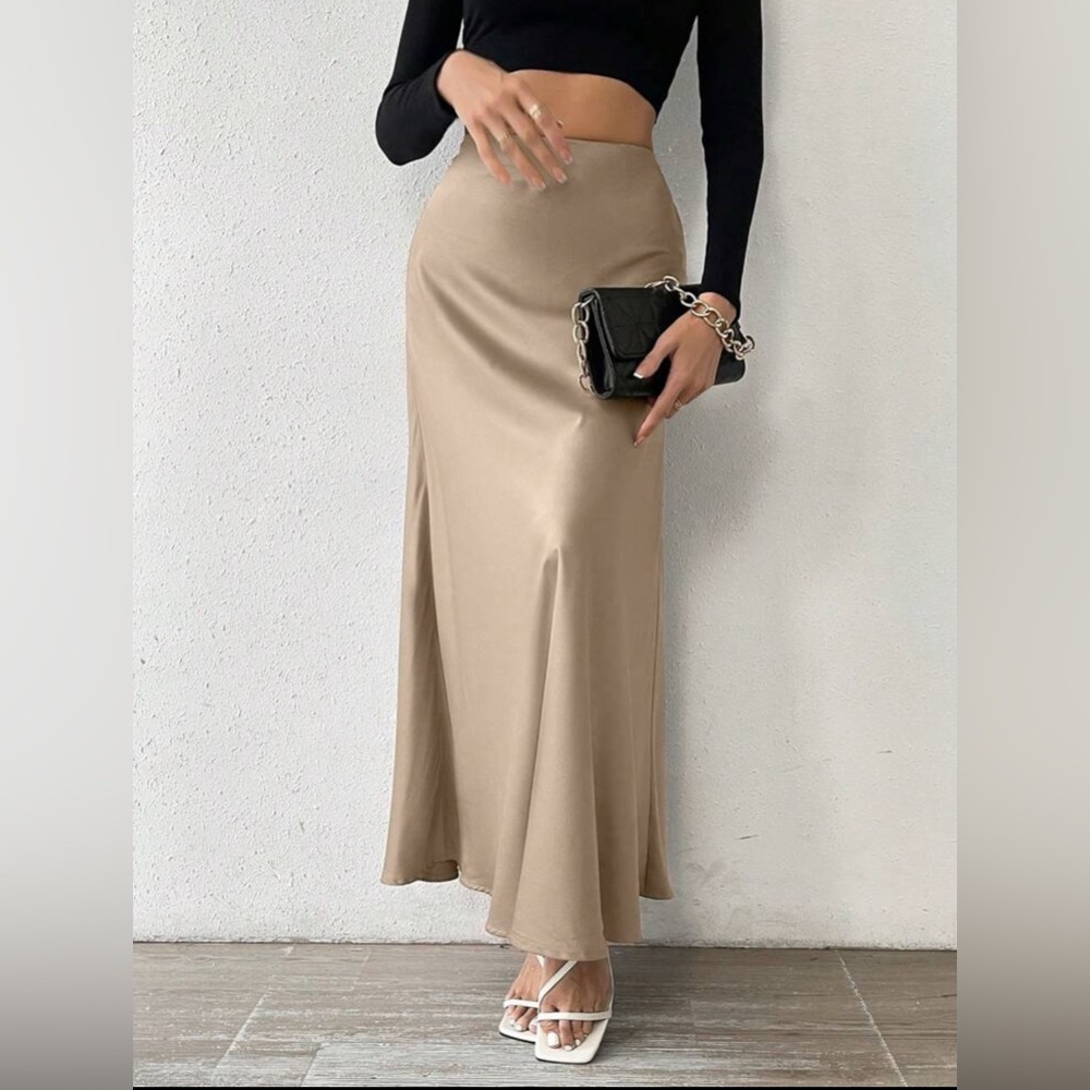 NWT champagne silk maxi skirt